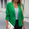Breathable women's blazer – button-front, tailored, structured, polyester, office wear