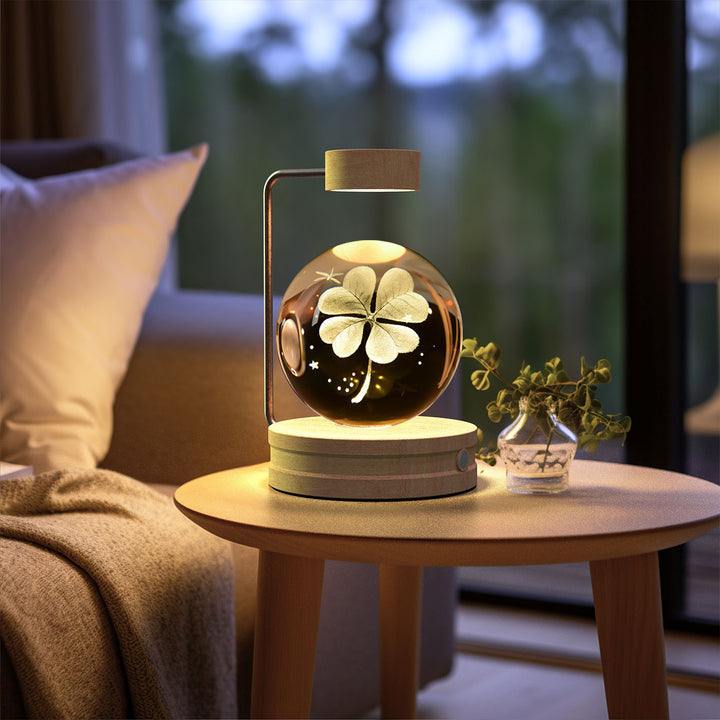 Crystal ball lamp with engraved 3D design