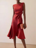Lightweight, flattering women’s dress - A-line waist-twist, polyester, for daily wear and semi-formal occasions