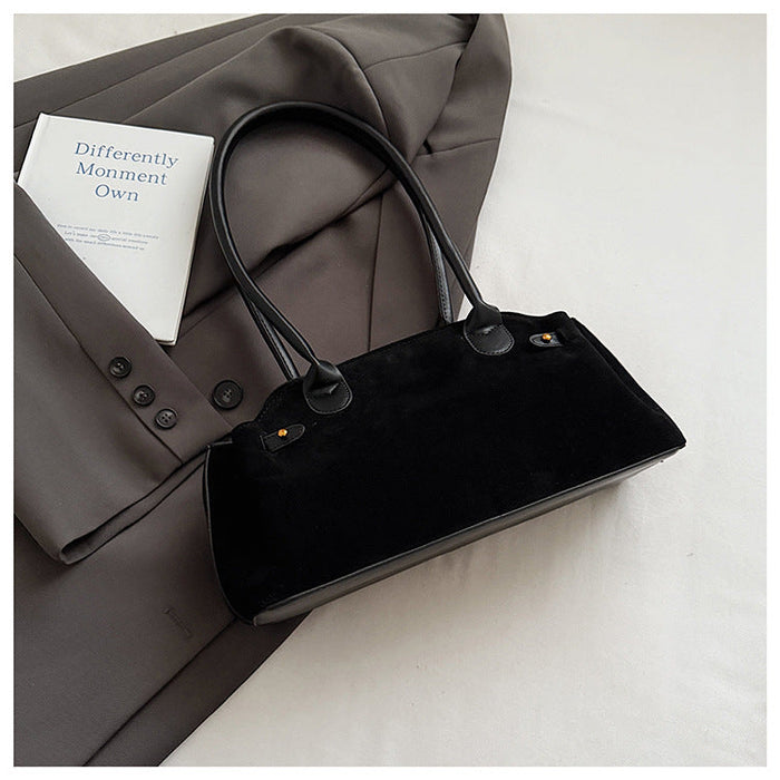 Soft Women's Top-Handle Handbag - Durable, Shell-Shaped, Suede, Everyday Wear, Daily Bag
