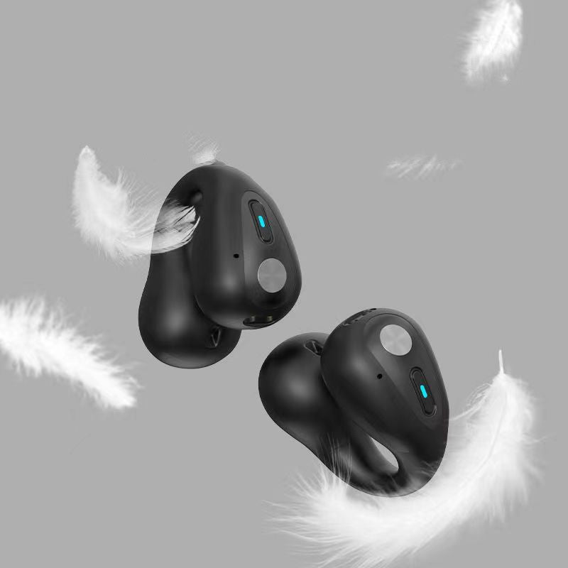 Clip-on open-ear earbuds with charging case