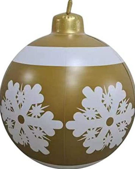 Giant inflatable Christmas bauble in garden