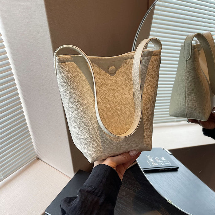 Lightweight women's bucket bag - urban minimalist tote-inspired, PU, all-day everyday use