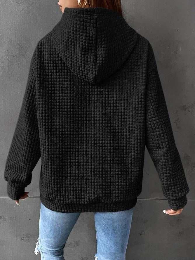 Soft Cozy Women’s Hoodie Jumper - Waffle Knit Layering