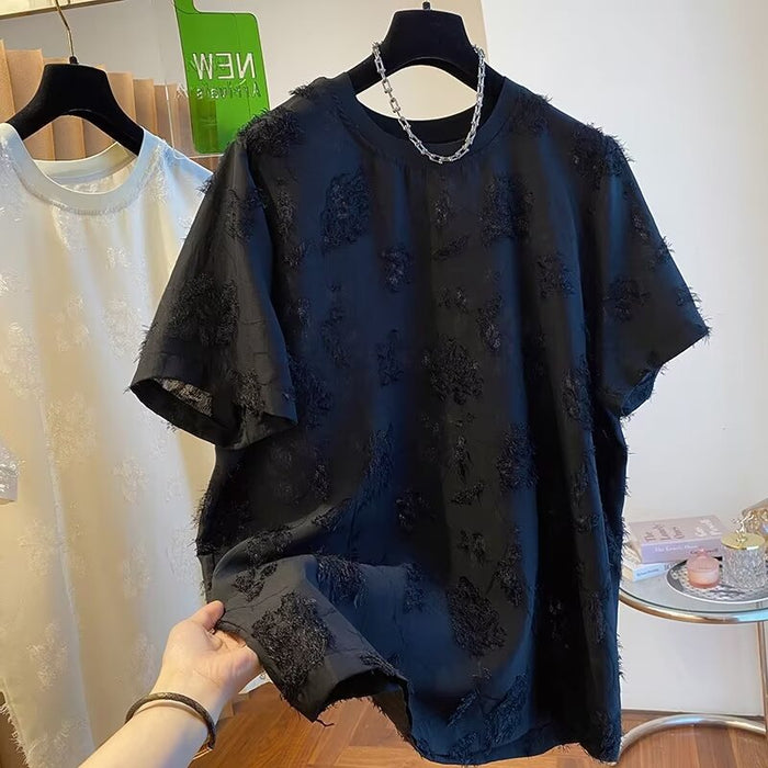 Breathable Men's Top - Loose-Fit Crew-Neck, Polyester Blend, Casual Everyday Wear