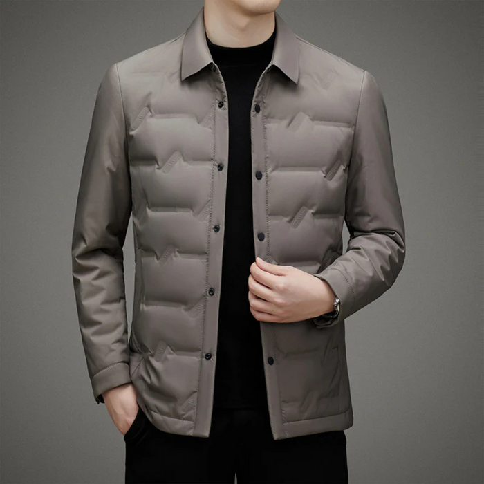 Lightweight Refined Men's Padded Jacket - Shirt Collar Down
