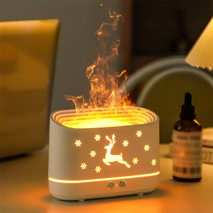 Reindeer flame diffuser with festive glow