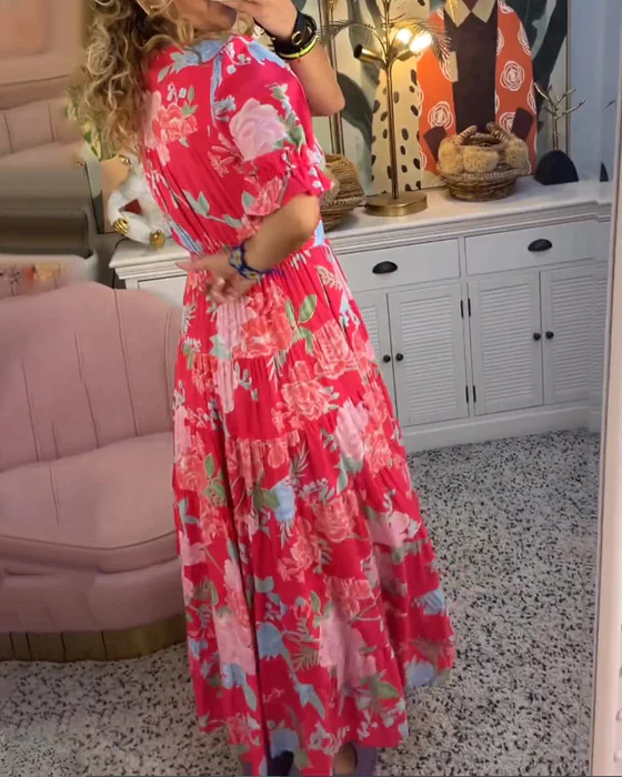 Elegant Floral Wedding Guest Dress - Tailored Silhouette, Versatile Formal Dress for Special Occasions, Available in Multiple Sizes and Patterns