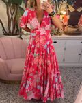 Elegant Floral Wedding Guest Dress - Tailored Silhouette, Versatile Formal Dress for Special Occasions, Available in Multiple Sizes and Patterns