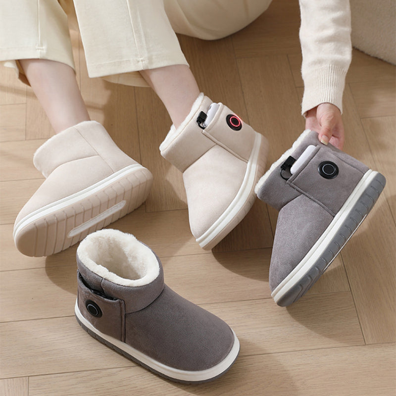 Plush heated indoor boots