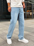 Comfortable Men's Loose Fit Jeans with Straight Legs, Cotton Blend, Versatile Style for Casual and Formal Wear