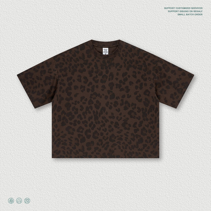Soft Men's Leopard-Print T-Shirt – Short-Sleeve Crewneck, Cotton, Casual Everyday Wear