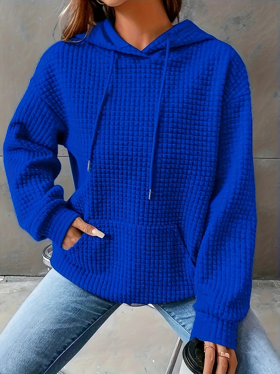 Soft Cozy Women’s Hoodie Jumper - Waffle Knit Layering