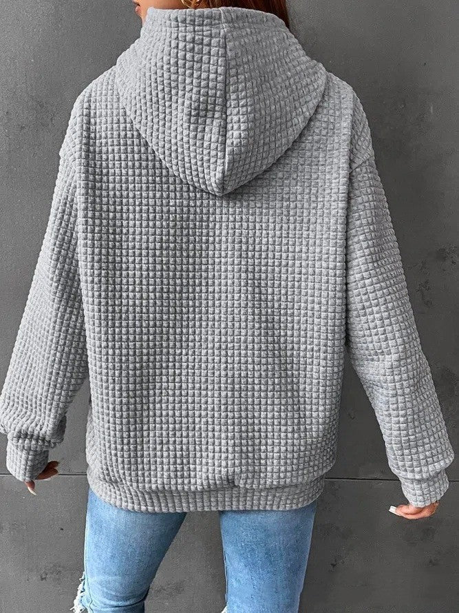 Soft Cozy Women’s Hoodie Jumper - Waffle Knit Layering
