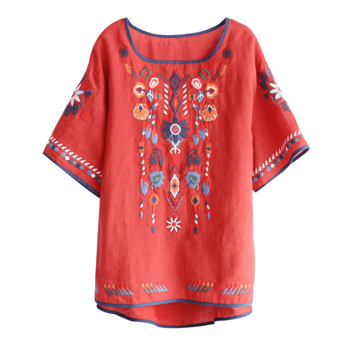 Ethnic Embroidered Blouse for Women, Loose Fit, Elegant Design, Soft Premium Fabric, Versatile for Casual and Formal Wear