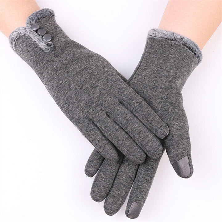 Insulating Women’s Gloves - Fitted Faux Fur Cuff, Cashmere