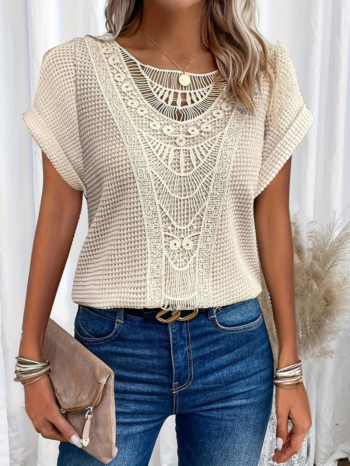 Elegant Knitted Women's Top with Intricate Detailing, Comfortable Fit, and Versatile Style for Casual and Formal Occasions