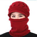 Insulating Women's Winter Hat Set - Cable Knit, Wool