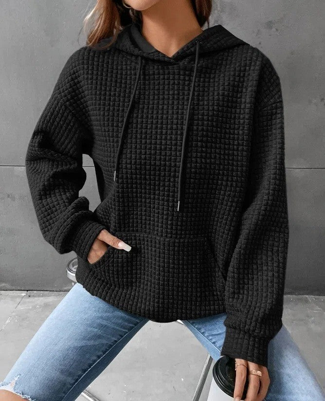 Soft Cozy Women’s Hoodie Jumper - Waffle Knit Layering