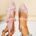 Breathable women's flats - pointed-toe low-cut, lace-mesh, casual daily wear for all-day comfort