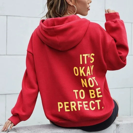 Oversized Women’s Hoodie - Relaxed Back Slogan Cotton Blend