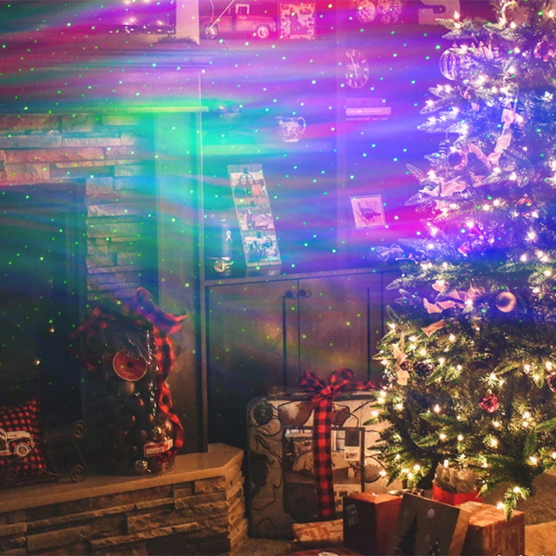 Aurora star projector lighting up a ceiling