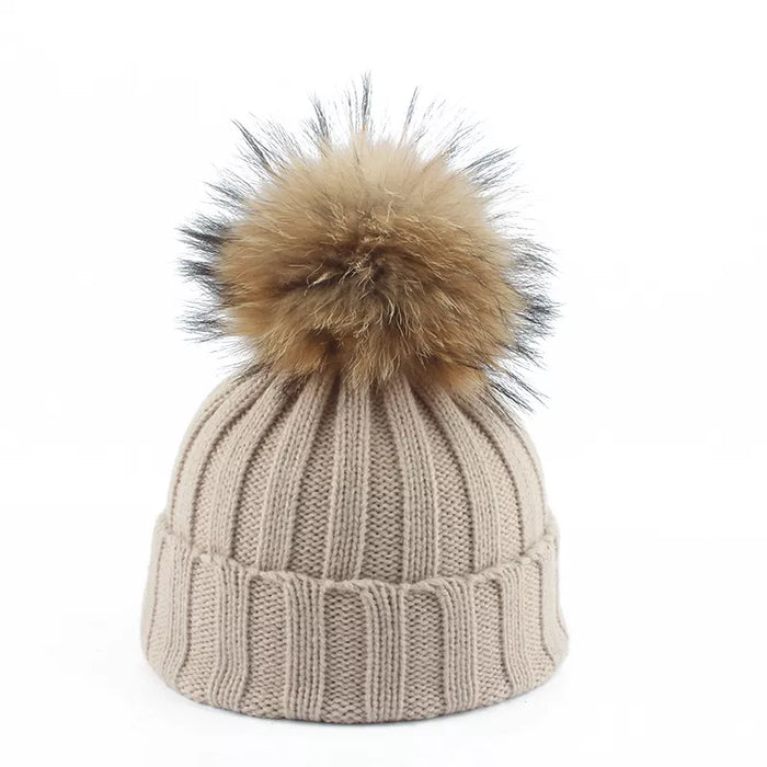 Warm Women's Beanie - Chunky Ribbed, Cotton Blend, Winter