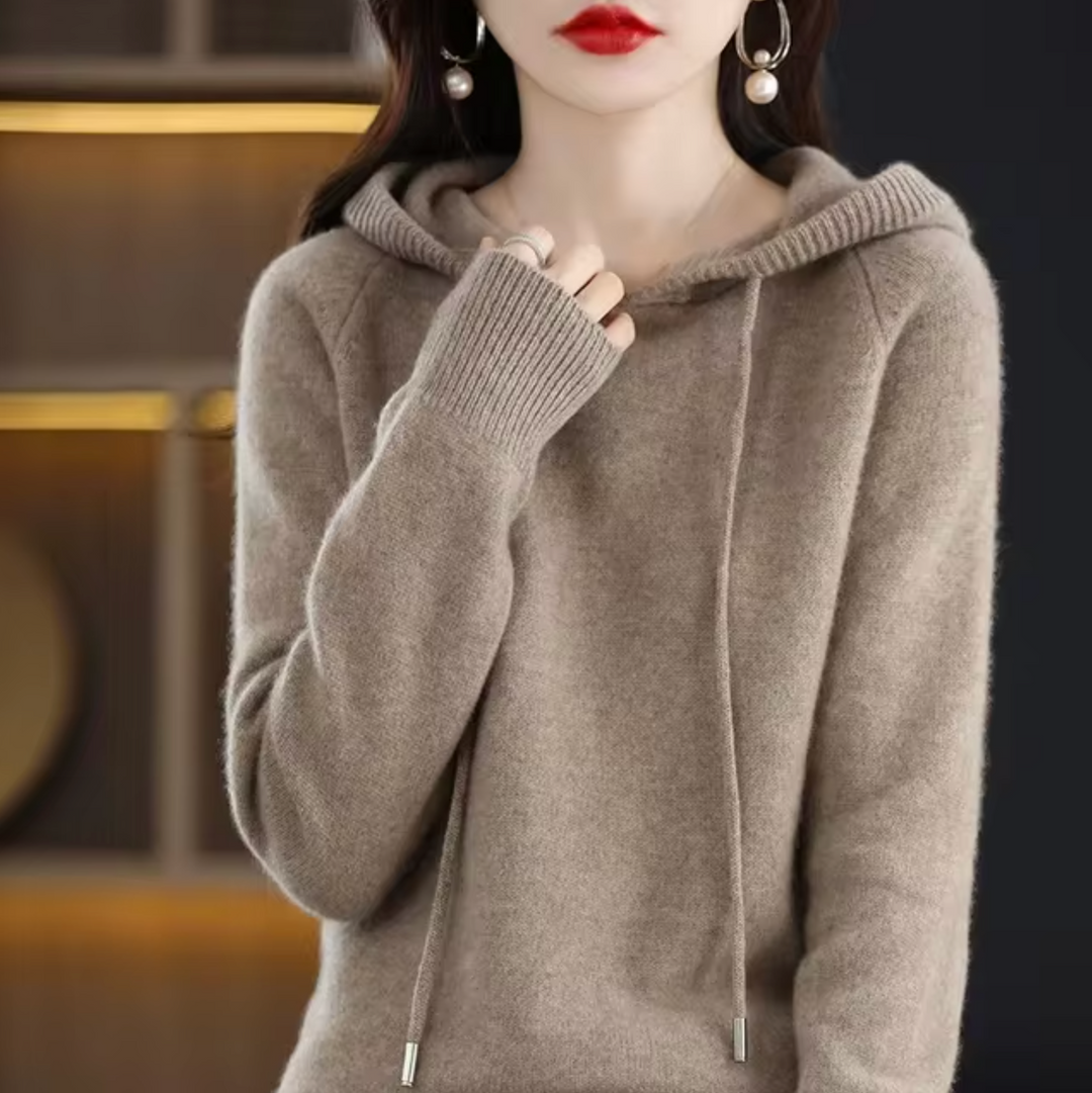 Warm Cozy Womens Knit Hoodie - Relaxed Fit, Soft Knit