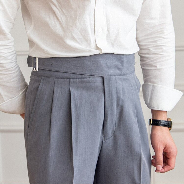 Stylish Loop Detail Trousers for Modern Silhouette, Comfortable Fit, Versatile for Casual and Semi-Formal Wear