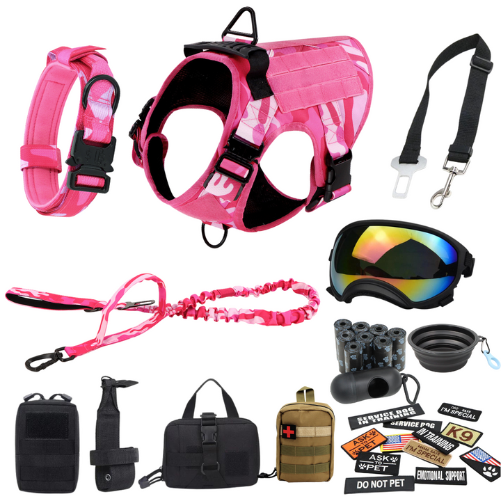 Tactical Dog Harness System All-In-One Training Bundle No-Pull Harness MOLLE Pouches Travel Water Bowl Holiday 2025