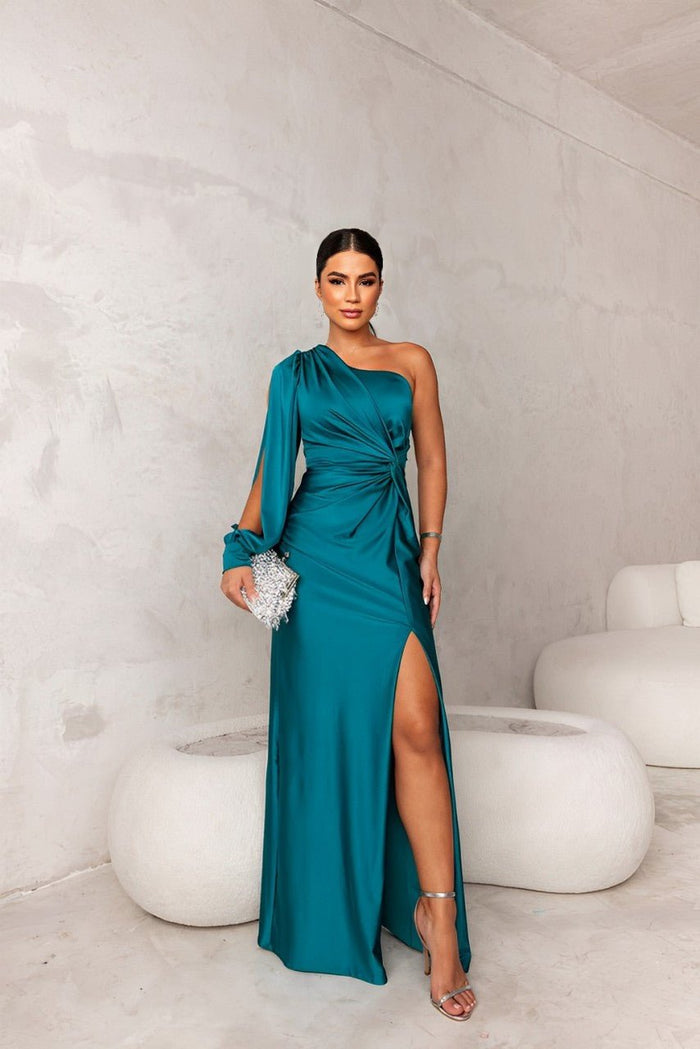 Elegant Satin Dress with Flattering Cut for Women's Cocktail and Formal Occasions