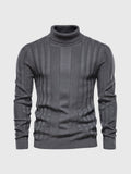 Warm Men’s Turtleneck Jumper - Ribbed Vertical Knit