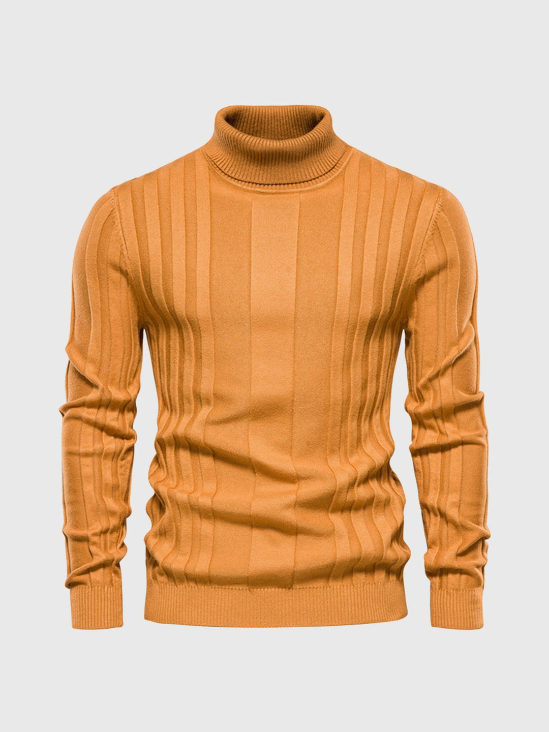 Warm Men’s Turtleneck Jumper - Ribbed Vertical Knit