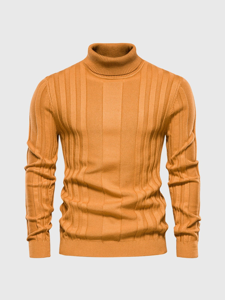 Warm Men’s Turtleneck Jumper - Ribbed Vertical Knit