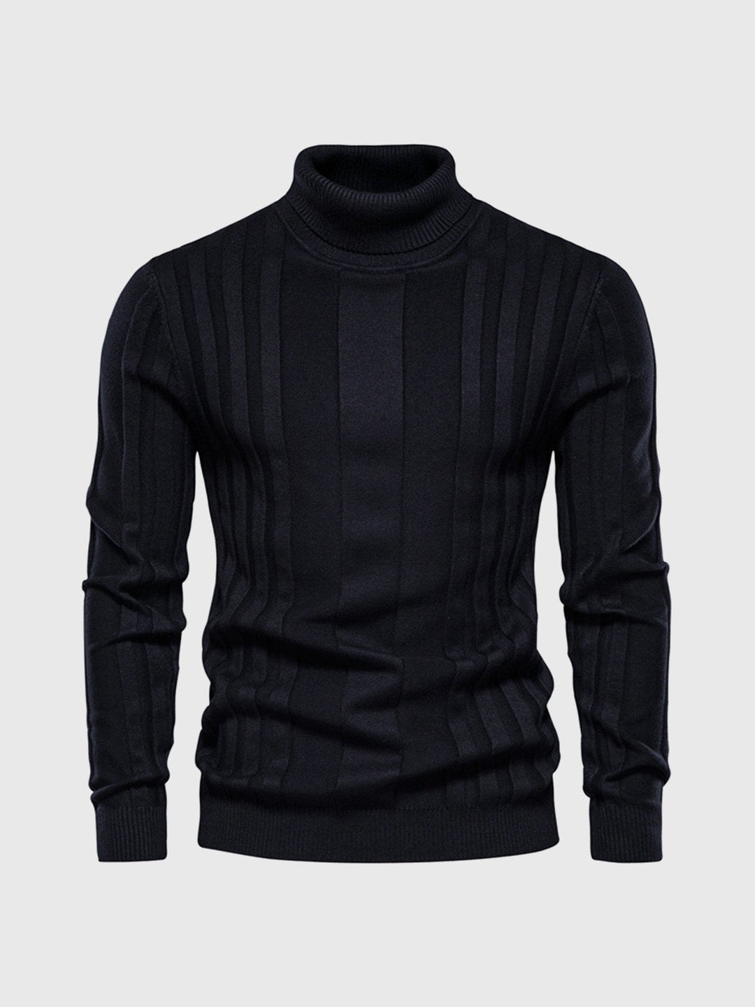 Warm Men’s Turtleneck Jumper - Ribbed Vertical Knit