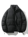 Lightweight Men's Puffer Jacket - High Collar, Polyester