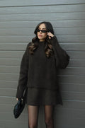 Soft Flattering Women’s Jumper Skirt Set - Pullover Crewneck, Knit High-Waist A-Line Mini Skirt For Fall