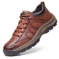 Hand-Sewn Leather Leisure Shoes for Men, Waterproof, Comfortable, Non-Slip Rubber Sole, Lightweight for Outdoor Activities