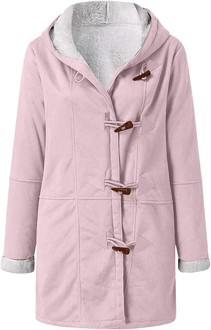 Warm Womens Winter Jacket - Hooded Mid-Thigh, Suede