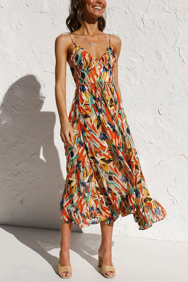 Elegant V-Neck Sleeveless Multicolour Wedding Guest Dress, Summer Cocktail Formal Dress for Special Occasions