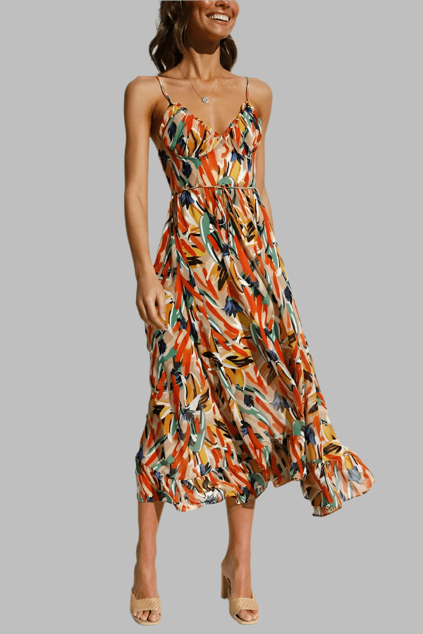 Elegant V-Neck Sleeveless Multicolour Wedding Guest Dress, Summer Cocktail Formal Dress for Special Occasions