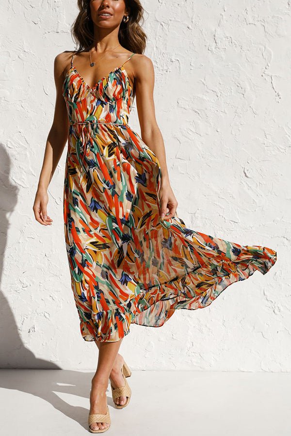 Elegant V-Neck Sleeveless Multicolour Wedding Guest Dress, Summer Cocktail Formal Dress for Special Occasions