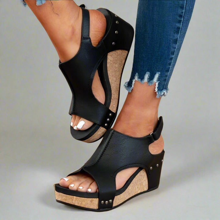 Orthopaedic Vegan Leather Sandals for Flat Feet with Pain Relief and Comfortable Fit, Easy On/Off Velcro Closure