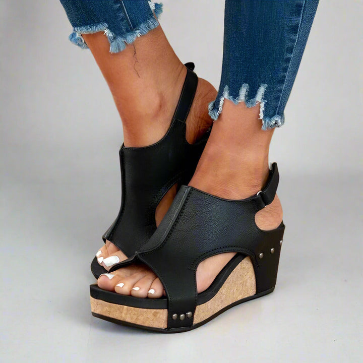 Orthopaedic Vegan Leather Sandals for Flat Feet with Pain Relief and Comfortable Fit, Easy On/Off Velcro Closure