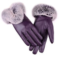 Warm Women's Leather Gloves - Faux Fur Cuff, Touchscreen
