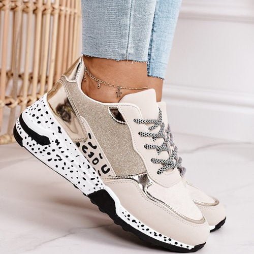 Comfortable Trainers for Foot Pain Relief with Supportive Rubber Sole, Lightweight Slip-Resistant Design, Available in Gold and Silver