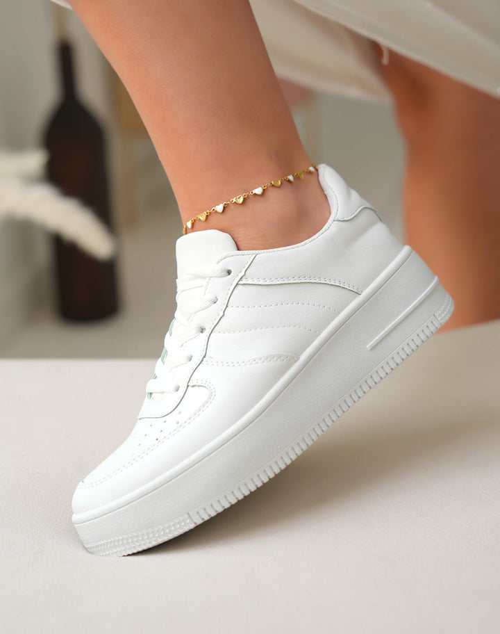 White Platform Trainers for Women, Comfortable Casual Footwear with Versatile Design and 45 cm Height