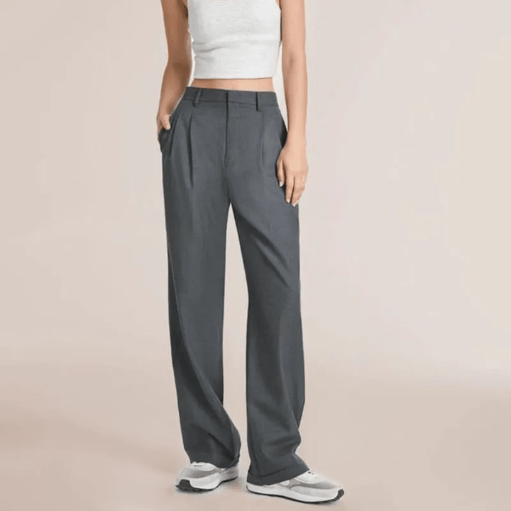 Pleated Trousers for Women, High-Quality Relaxed Fit Trousers with Sophisticated Design, Versatile for Casual and Formal Wear