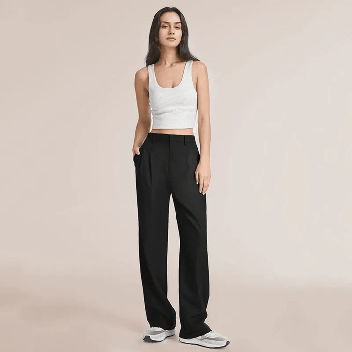 Pleated Trousers for Women, High-Quality Relaxed Fit Trousers with Sophisticated Design, Versatile for Casual and Formal Wear