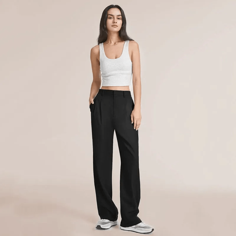 Pleated Trousers for Women, High-Quality Relaxed Fit Trousers with Sophisticated Design, Versatile for Casual and Formal Wear
